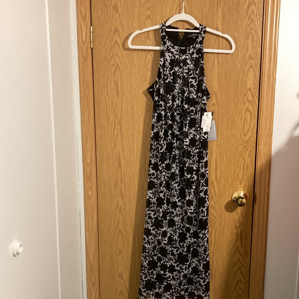 Sold Marina Sleeveless Floral Print Halter Neck Chiffon Midi Dress New - Picture 2 of 6
